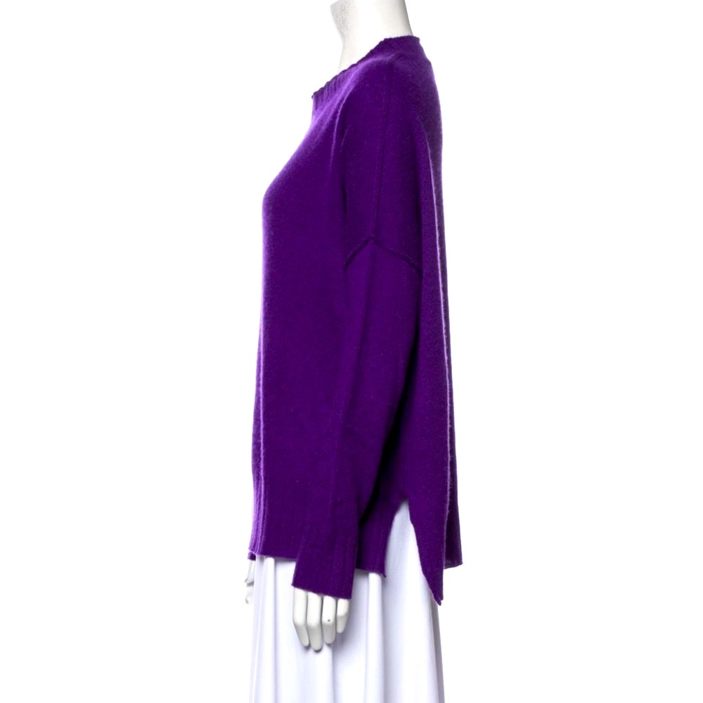 360 CASHMERE Royal Purple Sweater Crew Neck Oversized Lightweight M Like New! - Picture 2 of 4
